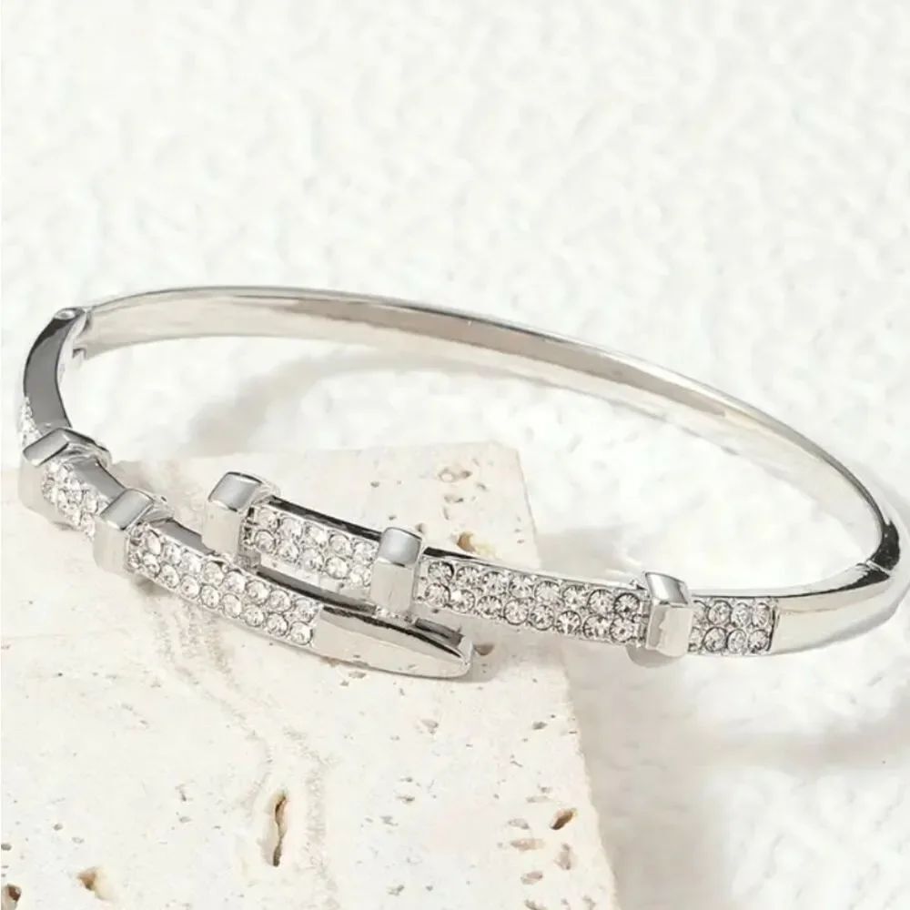 Silver Titanium Nail Bangle Bracelet  Stackable Bangle